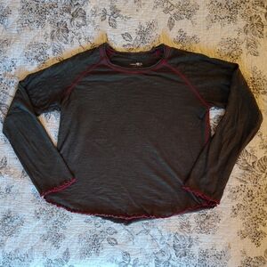 Natural Life Charcoal Top with Red Stitching